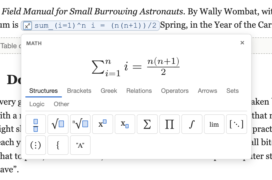 A formula as it is typed, and drawn under it