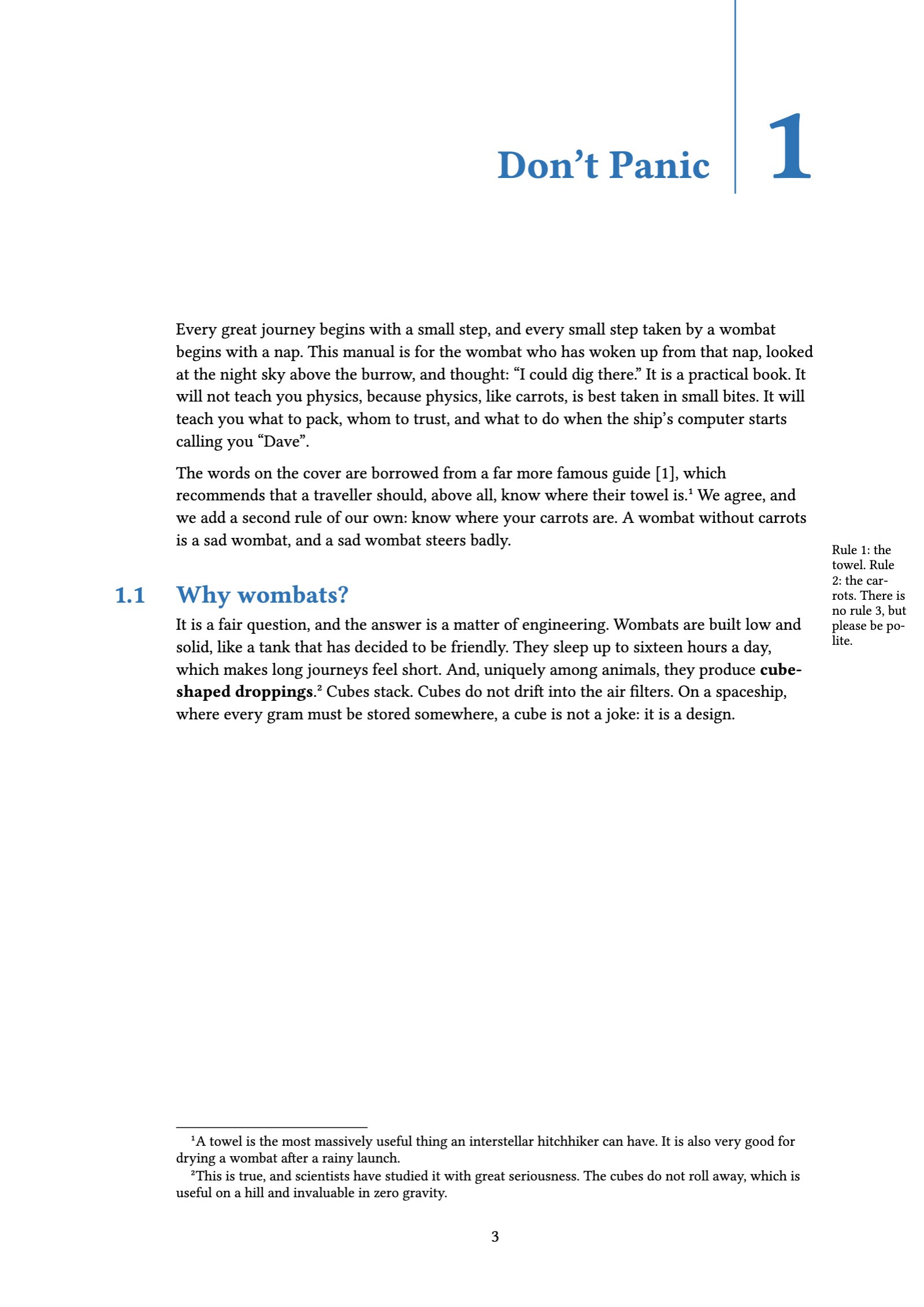 A page of the Modern style: blue headings and a clean paragraph